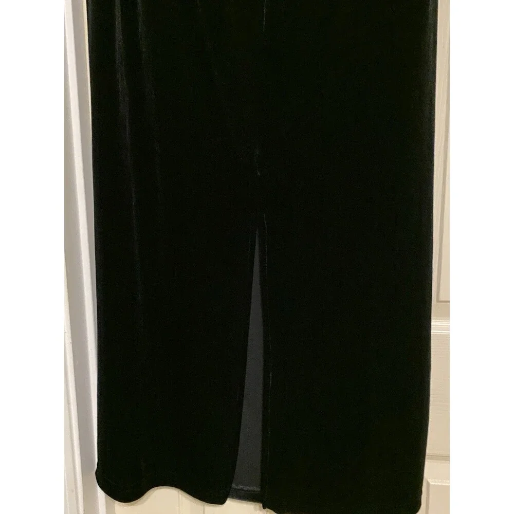 Vintage RAG USA Y2K Black Velvet Maxi Skirt Whimsigoth Womens 90s Grunge Witchy